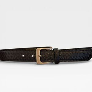 Vintage Gold Coast Black Snake Embossed Leather Belt 40 Silvertone D-Ring Buckle